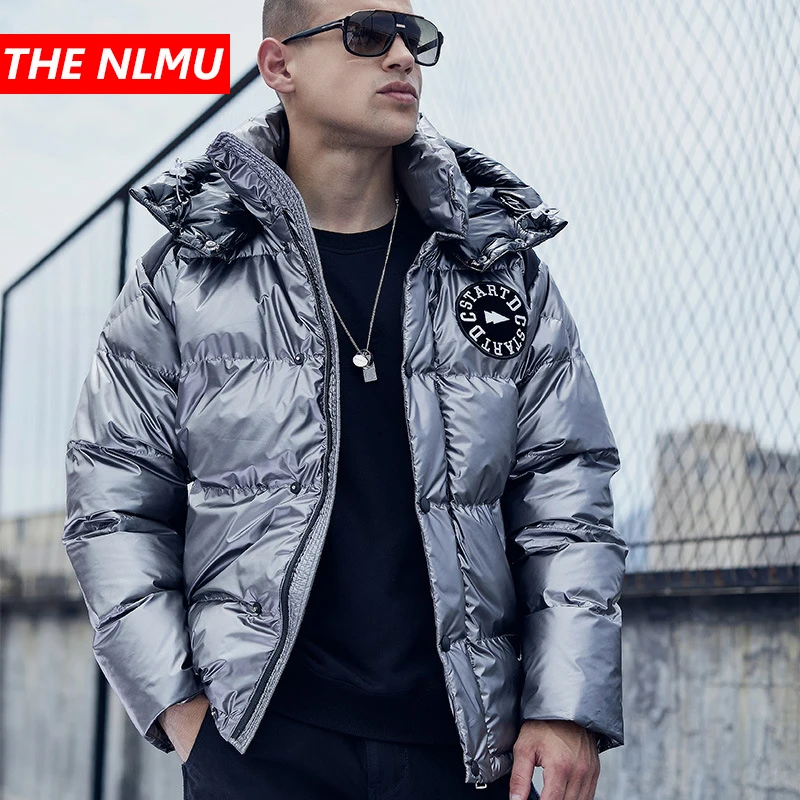 

2019 Men Winter Warm Parkas Jackets Silver Coats Hip Hop Thick Parka Fashion Casual Patchwork Male Streetwear Outwear WG564