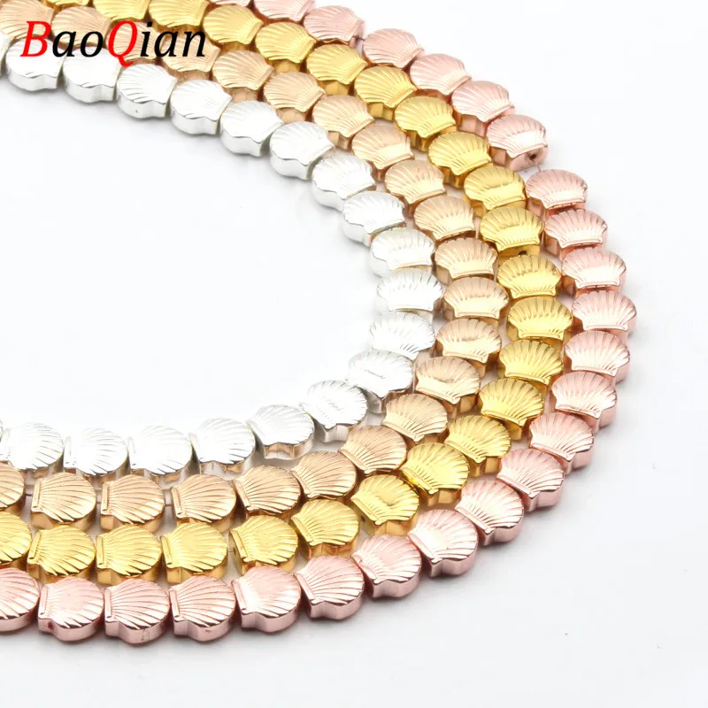 

8x9mm Natural Hematite Beads Seas Shell Shape Loose Stone Beads For Jewelry Making DIY Bracelet 15''
