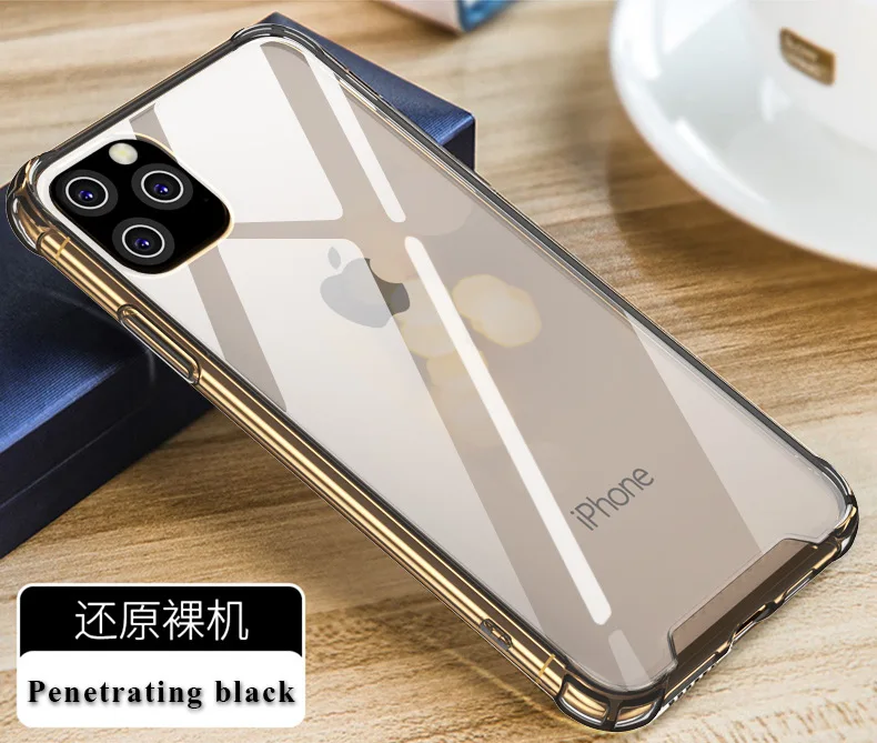 Для iPhone 11 Pro Max чехол из прозрачного ТПУ высокого класса мягкий силиконовый Жесткий PC задняя панель противоударный чехол для iPhone 11 Pro Max Coque