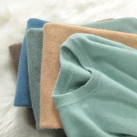 Autumn Winter New 100%Pure Wool Sweater Men's O-Neck Warm Plus Size Pullover Pure Color Loose Cashmere Knit Casual Base Shirt 1
