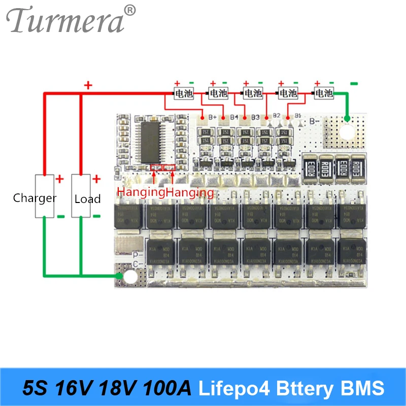 Turmera 3S 4S 5S 100A BMS for 32650 32700  Lifepo4 Battery Protection Board with Balance Module for 10.8V 14.4V 18V Screwdriver Battery for Electric Boat Uninterrupted Power Supply 12V Car Battery 05