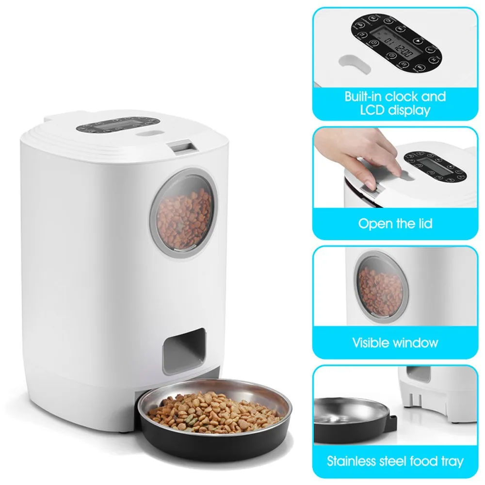 Smart Pet Auto Feeder for Cats and Dogs With  4 Meal Voice Recorder