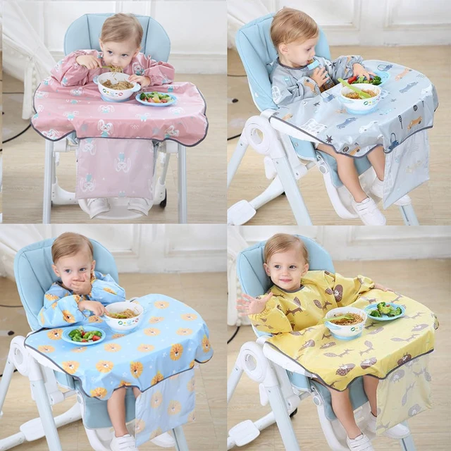 BLW-Conjunto de babero y delantal de cobertura completa para bebé, cubierta  de silla de comedor para niño pequeño, bata de bebé - AliExpress
