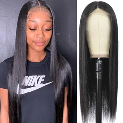 Straight Human Hair Wigs 13x6x1 T Part Lace Front Wig For Women Preplucked HD Transparent Straight Lace Frontal Wig MISNEY Hair