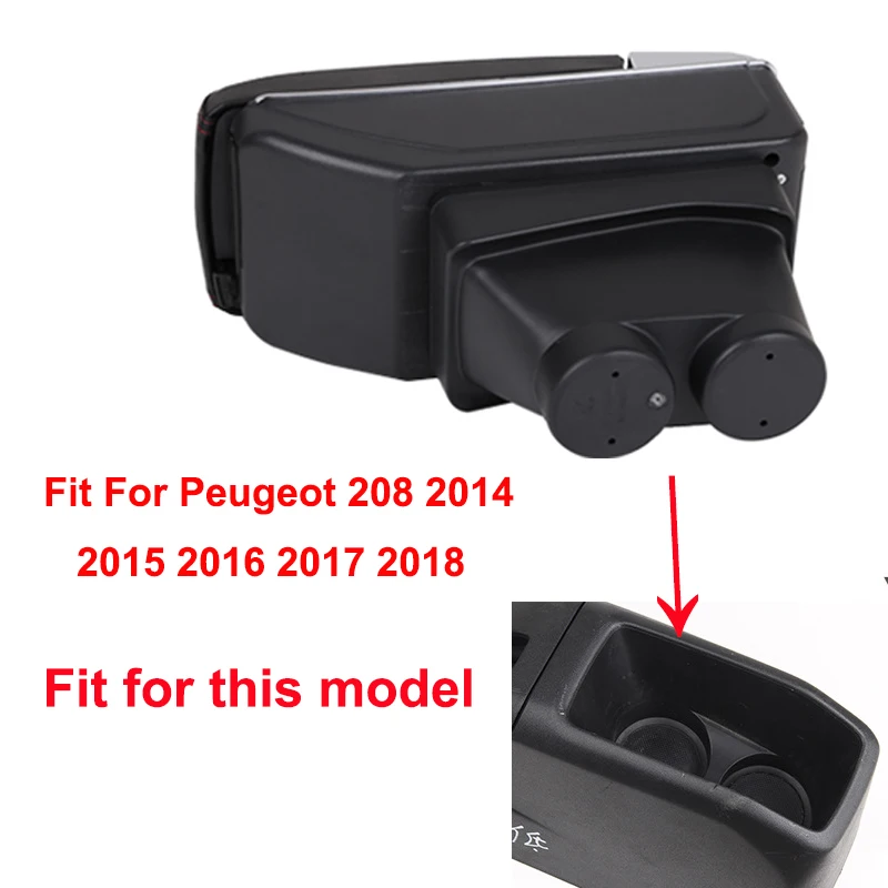 Автомобильный подлокотник коробка для Peugeot 208 2014 2018 USB зарядка светодиодный