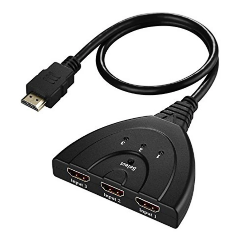 Черный 50 см мини 3-портовый Переходник HDMI разветвитель кабель 1080P коммутатор 4K HDMI коммутатор 3 в 1 порт концентратор для HDTV Xbox PS3 PS4 DVD hdtv - Цвет: Черный
