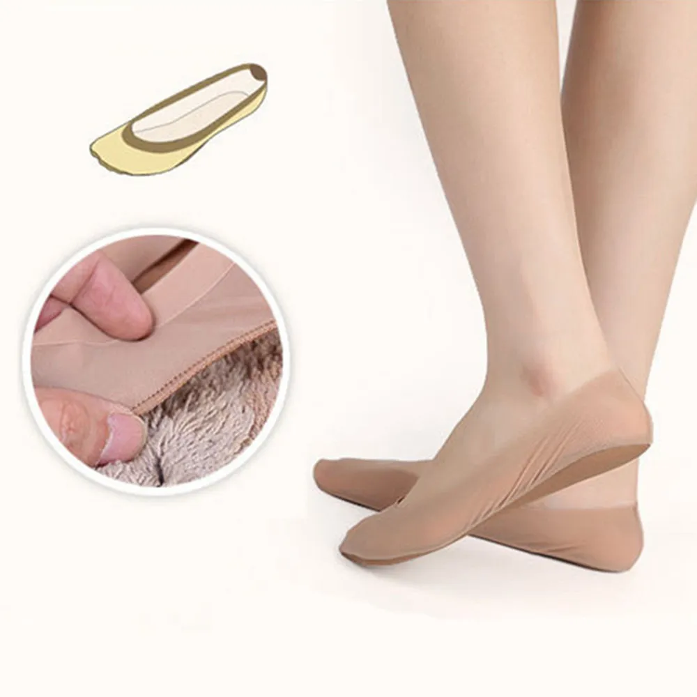 3D 1 пара арки массаж ног забота о здоровье женские летние носки шелк льда носки Мелкий рот Силикагель носки-Тапочки