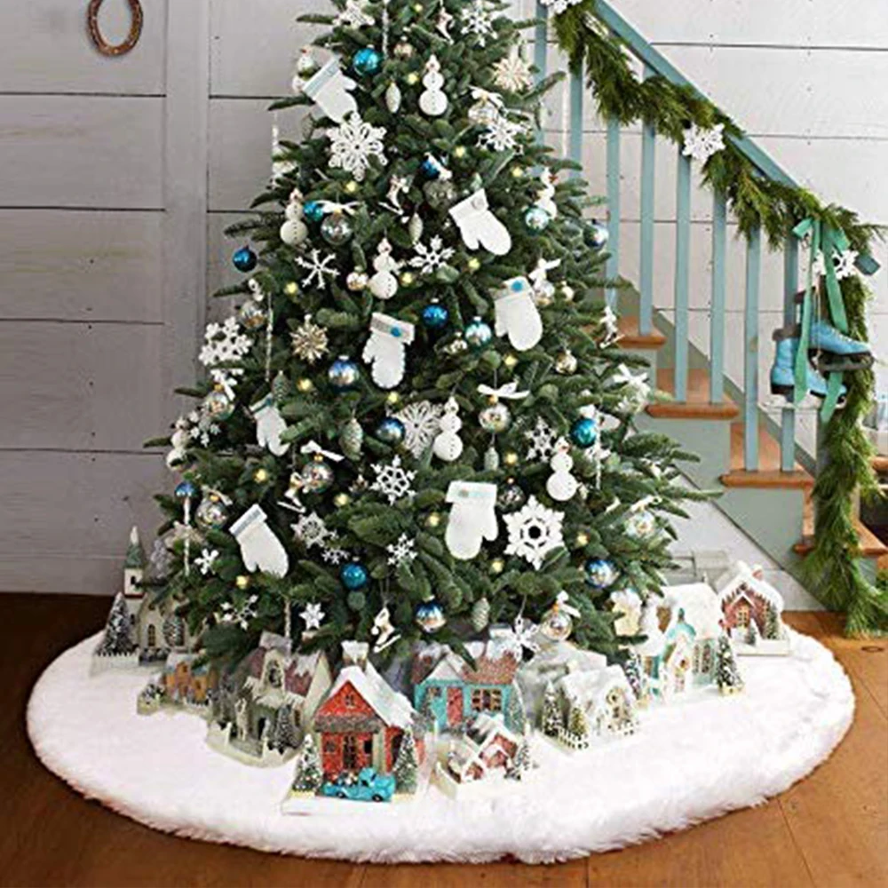 Рождественская елка юбка чисто белые длинные волосы рождественские украшения белые длинные волосы дерево юбка большая