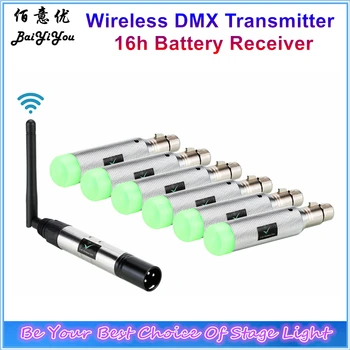 

Wireless DMX512 Transmitter Receiver DMX Stage Light Wireless 2.4G ISM 800m Distance Rechargeable Battery Run 16 Hours Receiver