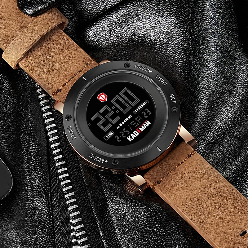 KADEMAN оригинальные военные мужские спортивные часы 3ATM цифровой Топ люксовый бренд повседневные кожаные Наручные часы Relogio Masculino K010