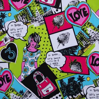 

1 yard Cotton Woven Fabric - Fashon lady and bag (width=145cm)