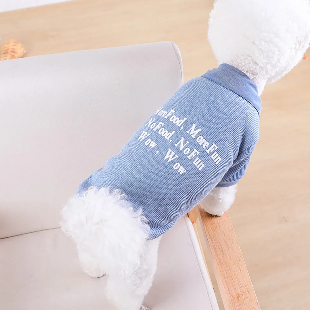 Одежда для собак, осенне-зимние модели, двусторонний свитер с отворотами, имитация костюма из двух предметов для щенка, кота, Тедди - Цвет: Alight blue
