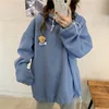 Autumn Hoodies Women Thicken Plus Velvet Bear Toy In Back Big Pocket Warm Soft Hooded Sweatshirt Couple Matching Pullover Top ► Photo 2/6