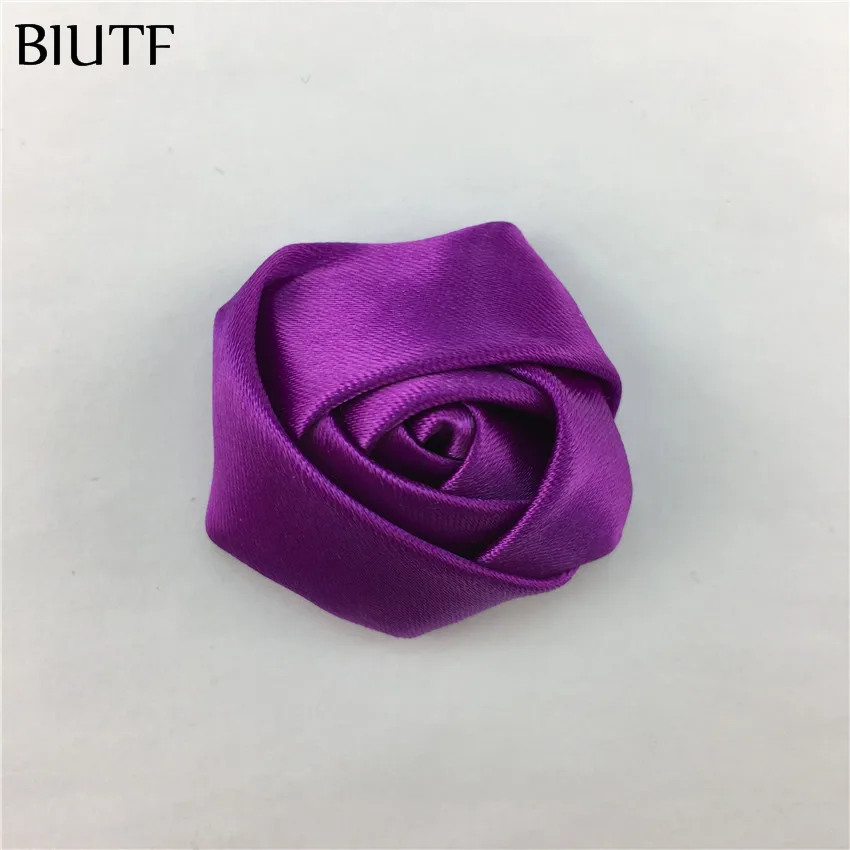 fushia 10 шт./лот 4 см свернутый атласный цветок бутон розы с зажимом для волос детский головной убор свадебный букет Декор-брошь 40 цветов TH06 - Цвет: fushia
