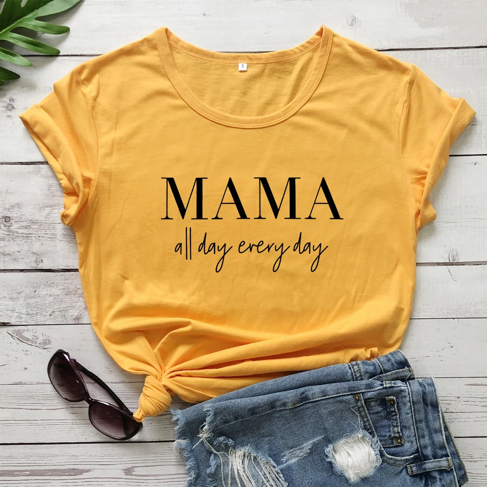 MAMA All Day each футболка смешная женская из чистого хлопка Tumblr мама жизнь, подарок футболка Повседневная С буквенным принтом слоган футболки топы размера плюс