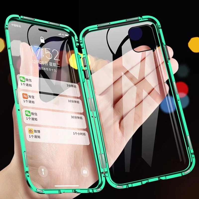 

360Full Protection Magnetic Case for IPhone13 12 Mini 11 Pro XS Max 7 8 Plus XR X SE Double Sided Glass Adsorption Privacy Cover