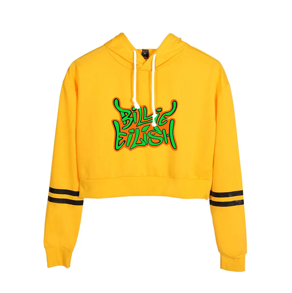 

Fashion print Billie Eilish Hoodie Crop Top Shirt Harajuku Sexy Hot pop Clothes Long Sleeve hoodies Pullover clothes