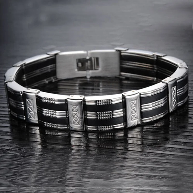 Stainless Steel Bracelet & Bangle 210mm Men's Jewelry Strand Rope Charm Chain Wristband metal bracelet stainless steel bracelet