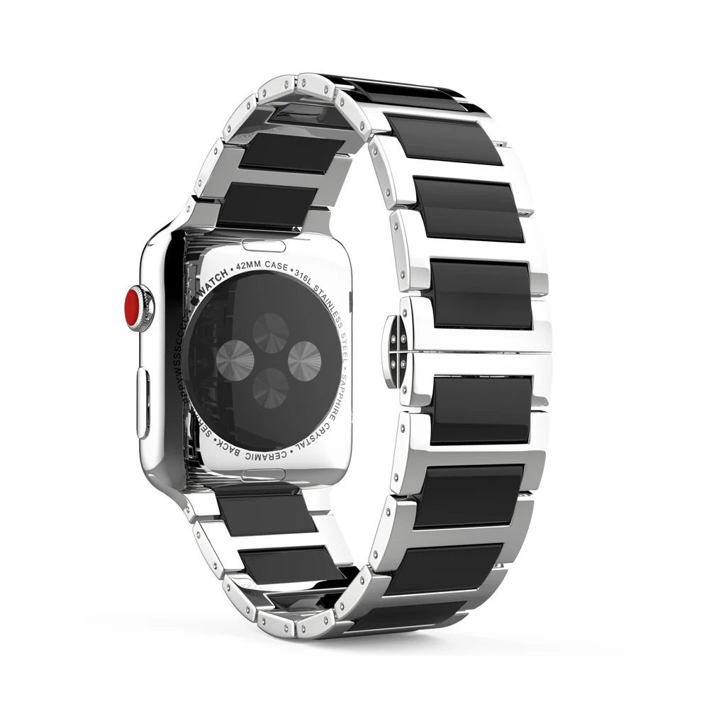 Ремешок из нержавеющей стали для Apple watch, ремешок для Apple watch 5, 4, 3, 2, 1, 44 мм, 40 мм, iWatch, ремешок 42 мм, 38 мм, керамический ремешок для часов, браслет