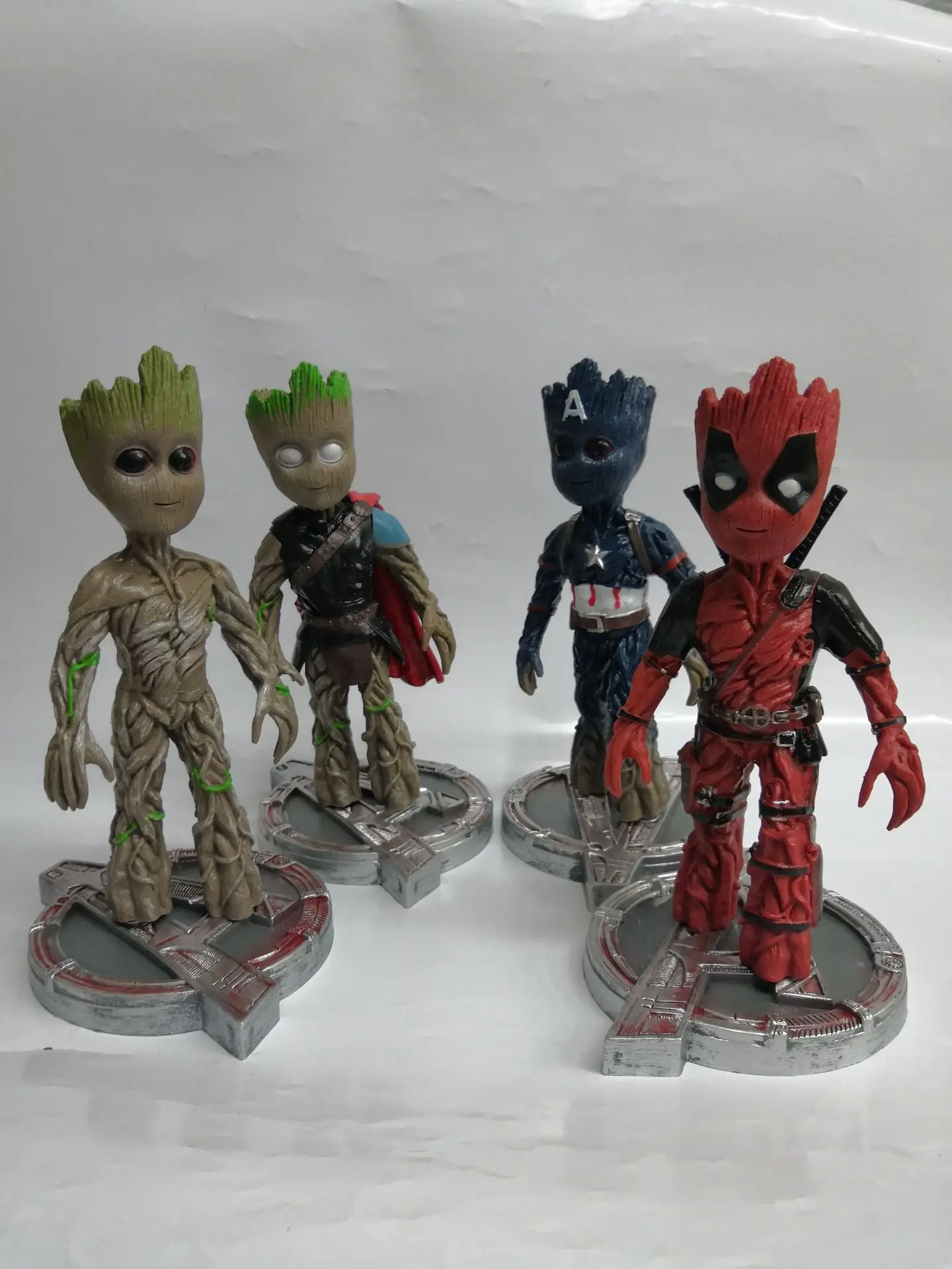 Galaxy Guard цветочный горшок Shuren Groot COS Дэдпул Америка Капитан Тор маленькое дерево ПВХ