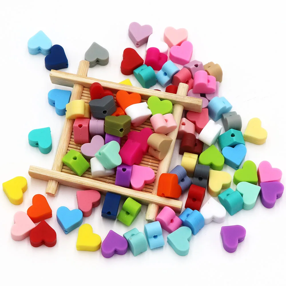 BOBO.BOX 10pc Love Heart Silicone Beads Teething Accessories Food Grade Silicone Teether BPA Free Eco-friendly Baby Teether Toys 3