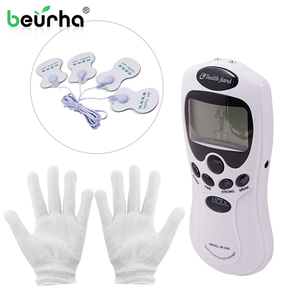 

Dual Input Electrical Nerve Massager Full Body Relax Muscle Stimulator Pulse Tens Acupuncture Therapy Massage with Gloves New