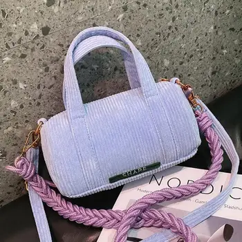

Elegant Female Solid color Tote bag 2020 Winter New High-quality Corduroy Women's Designer Handbag Small Shoulder Messenger Bag