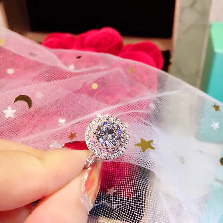S925 Серебряное розовое кольцо циркон модное универсальное микро циркониевое кольцо принцесса леди ювелирные изделия
