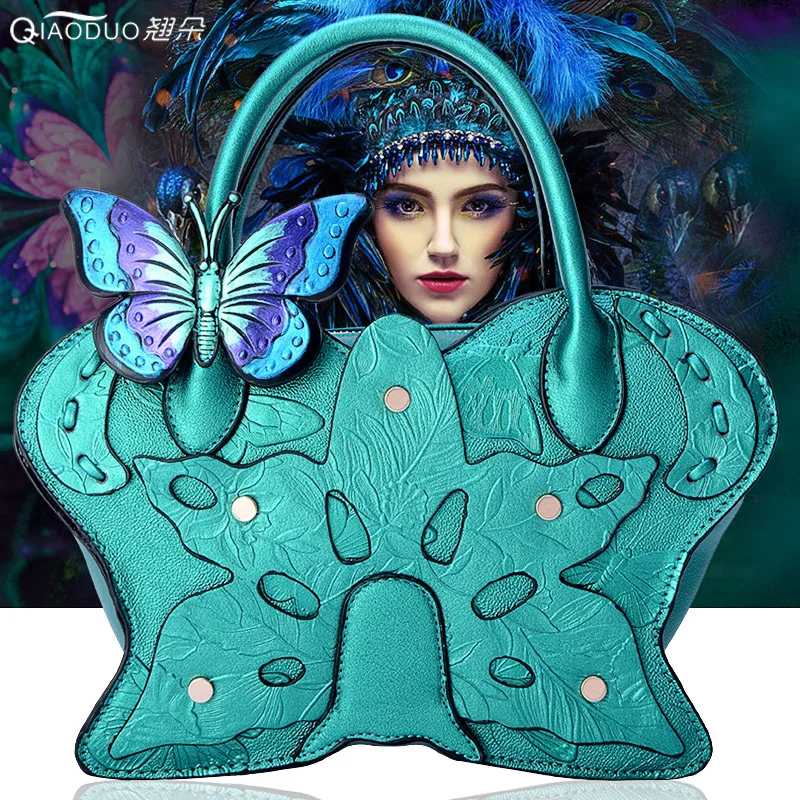 

2019 New Style Women's Handbag Fashion Coloured Drawing Butterfly Shoulder Bag Ethnic Stereotypes Over-the-shoulder Bag Women's