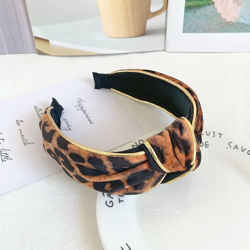 caramel colour Корейский бутик, повязка на голову, винтажная, леопардовая, элегантная, повязка на голову для женщин, повязка на голову, аксессуары для волос, ободки для девочек, головной убор - Цвет: caramel colour