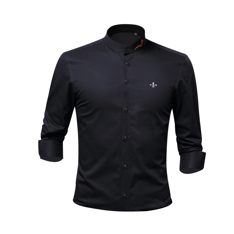 Модный воротник с вышивкой Blusa Camisa Social Masculina Dudalina, приталенная рубашка с длинными рукавами, мужская одежда с цветочным принтом, белая мужская одежда