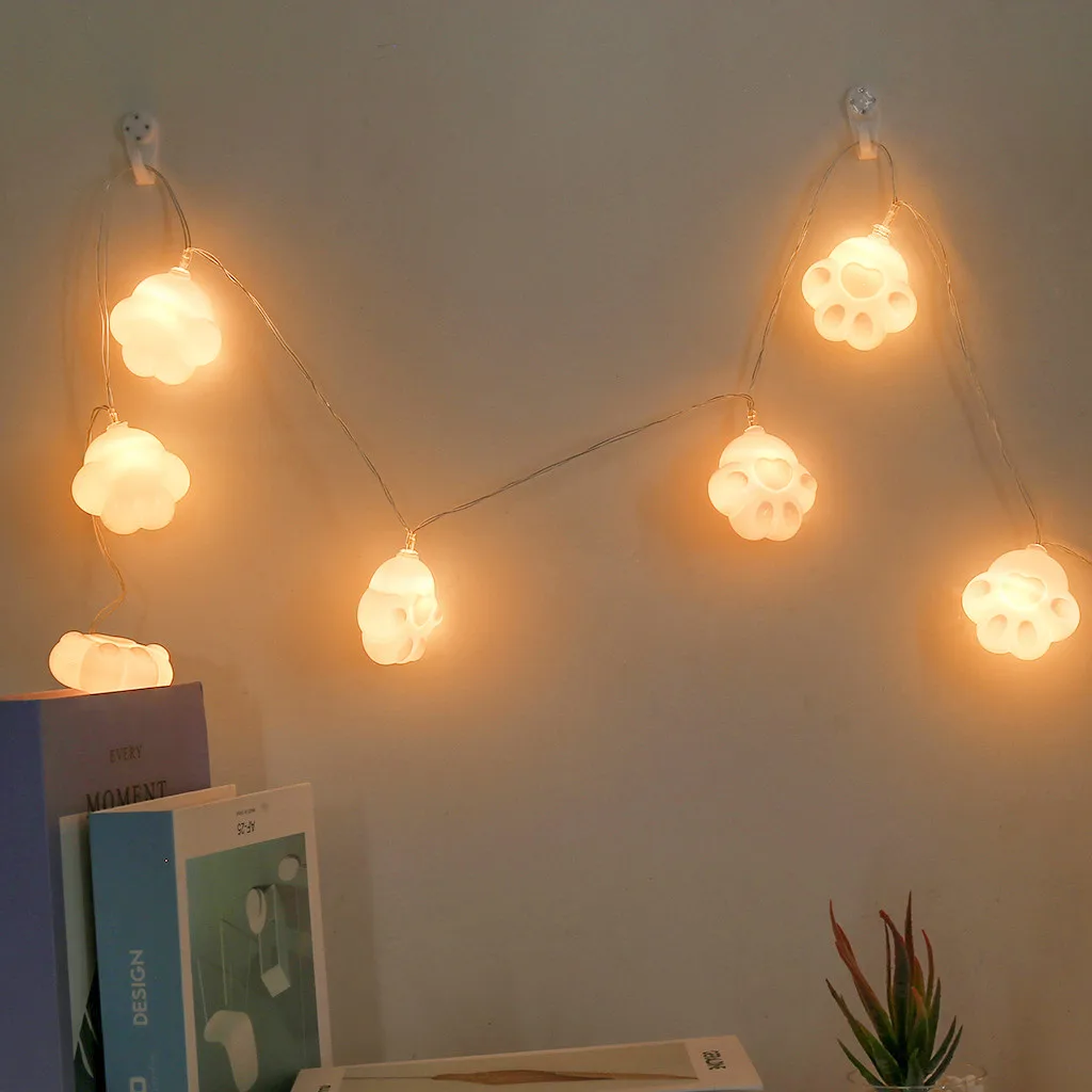 Best Selling LED Cute Cat Claw Shape Decorative Light String Children Room Layout Props Home Decoration Accessories