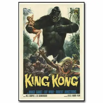 

King Kong Classic Movie Vintage Film Horror Silk Fabric Wall Poster Art Decor Sticker Bright