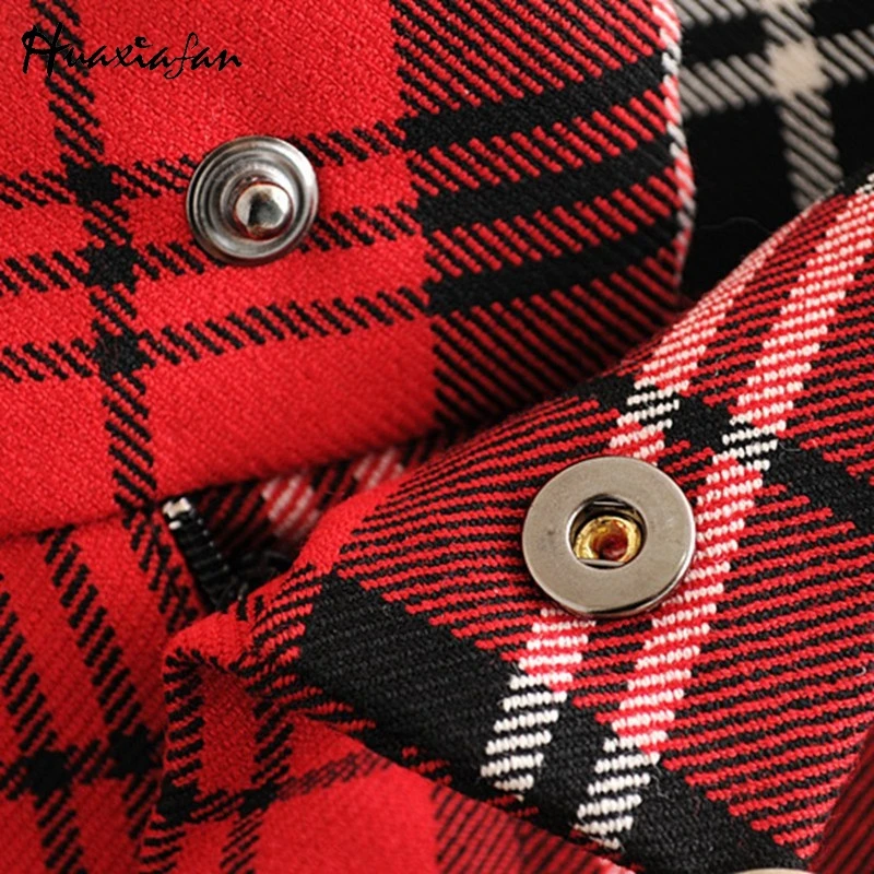 Huaxiafan Women Skirt Red Plaid Women Split Long Skirts Straight High Waist Vintage Stylish Faldas Mujer Moda Office Ladies Wear Huaxiafan Women Skirt Red Plaid Women Split Long Skirts Straight High Waist Vintage Stylish Faldas Mujer Moda Office Ladies Wear