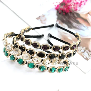 

Colorful Gem Baroque Headbands For Women Diamond Hair Accessories Pearl Headband for Girls Crown Flower Hairbands Head Wrap