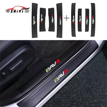 

Car Styling Auto Door Sill Strip Carbon Fibre Vinyl Car Threshold Pedal Sticker And Decals Accessories For Toyota RAV4 14-20