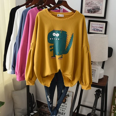 Цвет: желтый fashion autumn funny cartoon hoodie women long sleeve quality female loose street pullover sweatshirt student cool coats - Цвет: Цвет: желтый