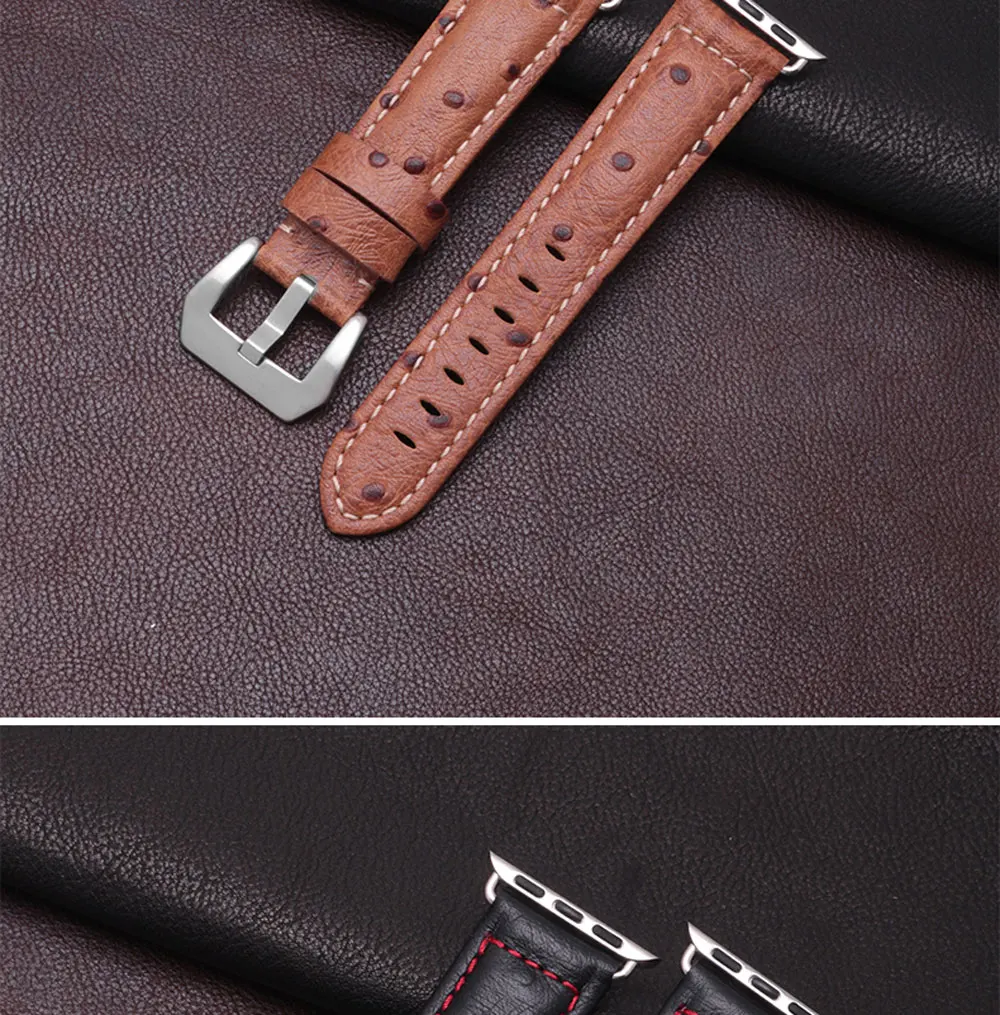 Ostrich pattern кожаный ремешок цвета: черная, синяя, коричневая Браслет Fit apple iwatch1/2/3/4 smart watch аксессуары