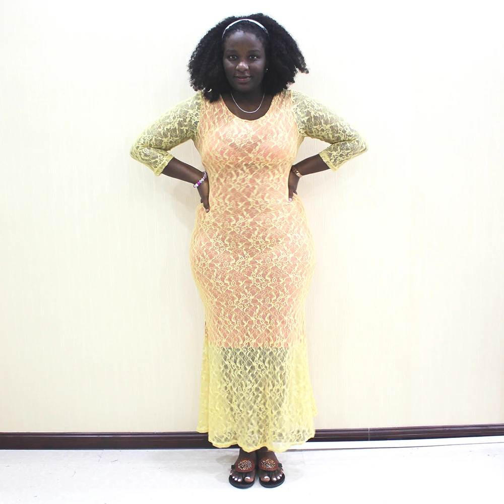 

Dashikiage Gold African Lace Dress Slim Mermaid Hem Sexy Elegant Party Dresses