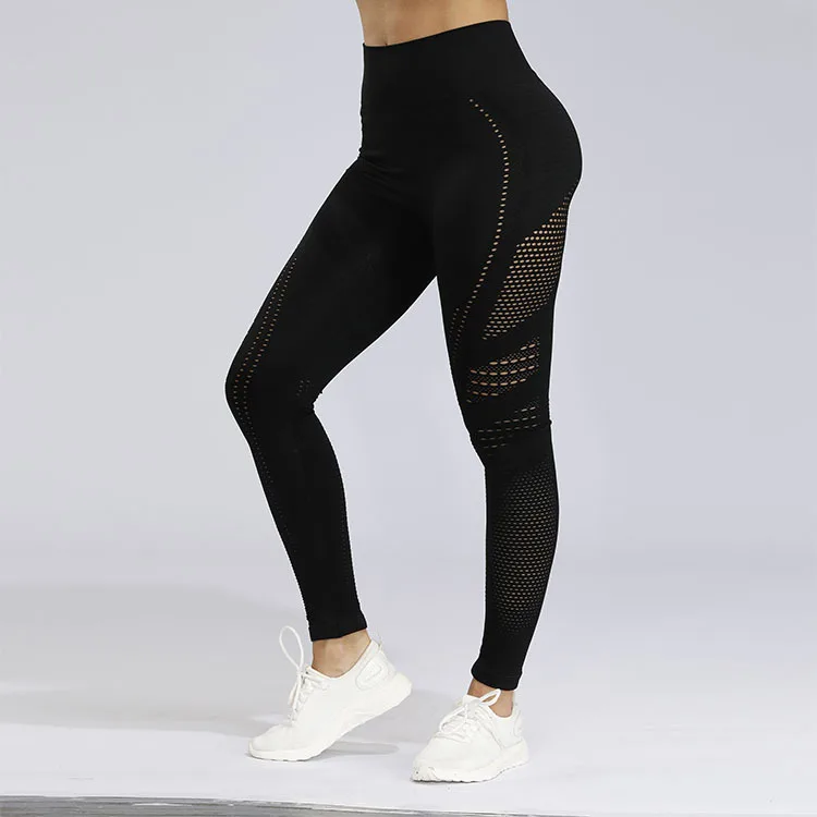 Компрессионные штаны для бега для женщин, с выемкой, для фитнеса, супер эластичные штаны для упражнений, брюки, леггинсы, бесшовный контроль живота