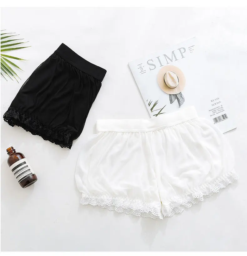 Sweet Women Gothic Lolita Safety Shorts Pants Japanese Girls Cute Lace Bow Ruffles Stretchy Underpants Chic Cotton JK Bloomers