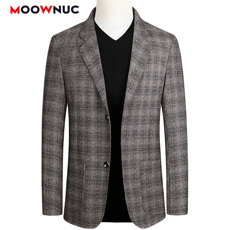 

2020 Coats Blazer Smart Casual Suits Fashion Spring Plaid British Style Coverall Wedding Male Hombre MOOWNUC Brand Men Slim