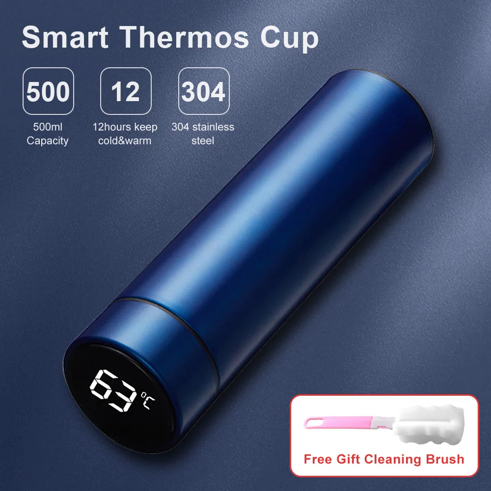 Thermos With Thermometer Yerba 500ml Smart Thermal Bottle Thermos