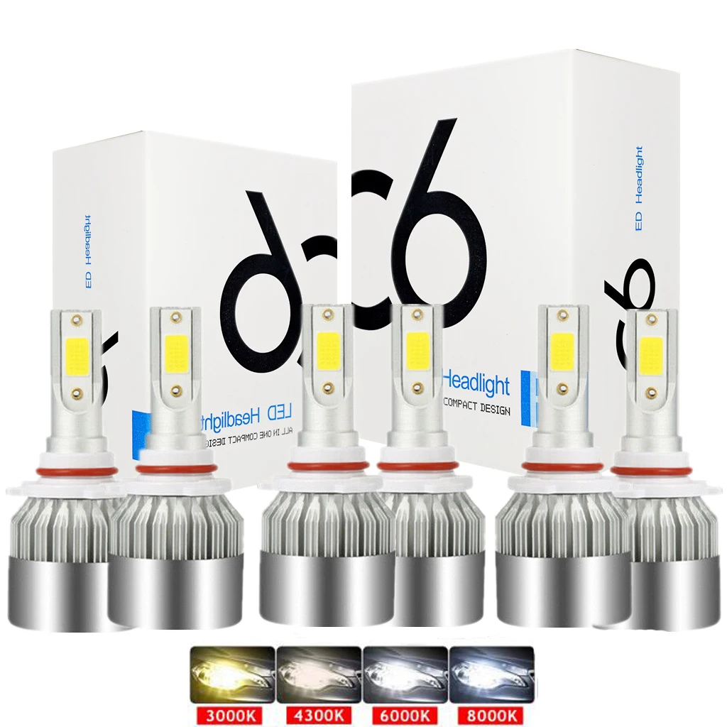 C6 H1 H3 Car Led Headlight Bulbs H7 LED Lights H4 880 H11 HB3 9005 HB4 9006 H13 6000K 72W 12V 7600LM Auto Headlamps | Автомобили и