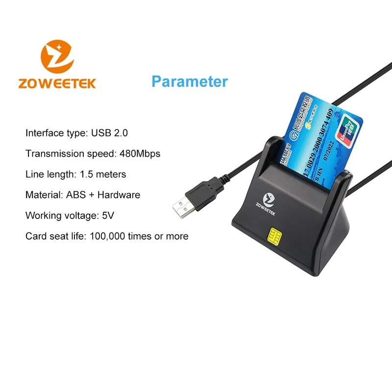 Zoweetek 12026-3 EMV USB считыватель смарт-карт Писатель военный USB общий доступ к смарт-карте ридер ISO7816 для SIM/ATM/IC/ID карты