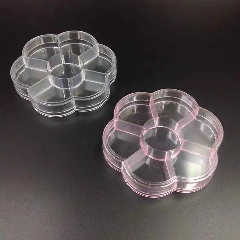 Pink Clear Flower Plastic Storage Box Jewelry Organizer Holder Cabinets For Small objects | Украшения и аксессуары