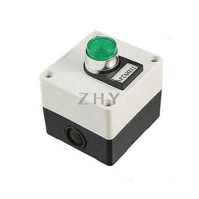 Green Cap Lamp Momentary Action Push Button Switch Rectangle Station Box