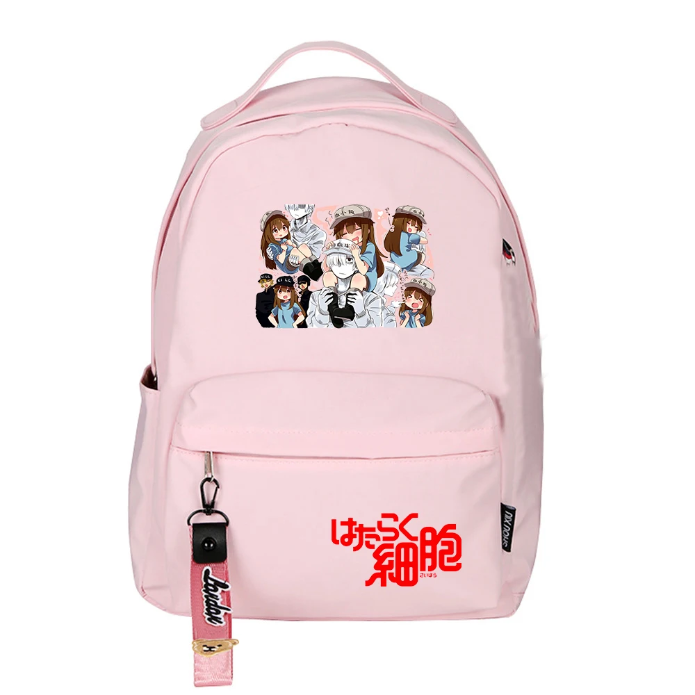 

Cells at Work Anime School Bags Kawaii Girls Bookbag Women Pink Shoulder Bags Cartoon Travel Backpack Unisex Rugzak