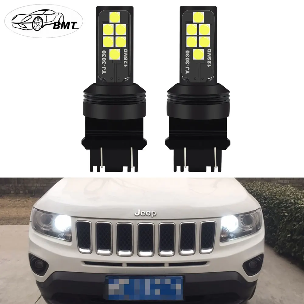 

BMT 1400 Lumens Xenon White 12-SMD 3157 3357 3457 4114 3156 T25 LED Bulbs For 2011-2016 Jeep Compass For Daytime Running Lights