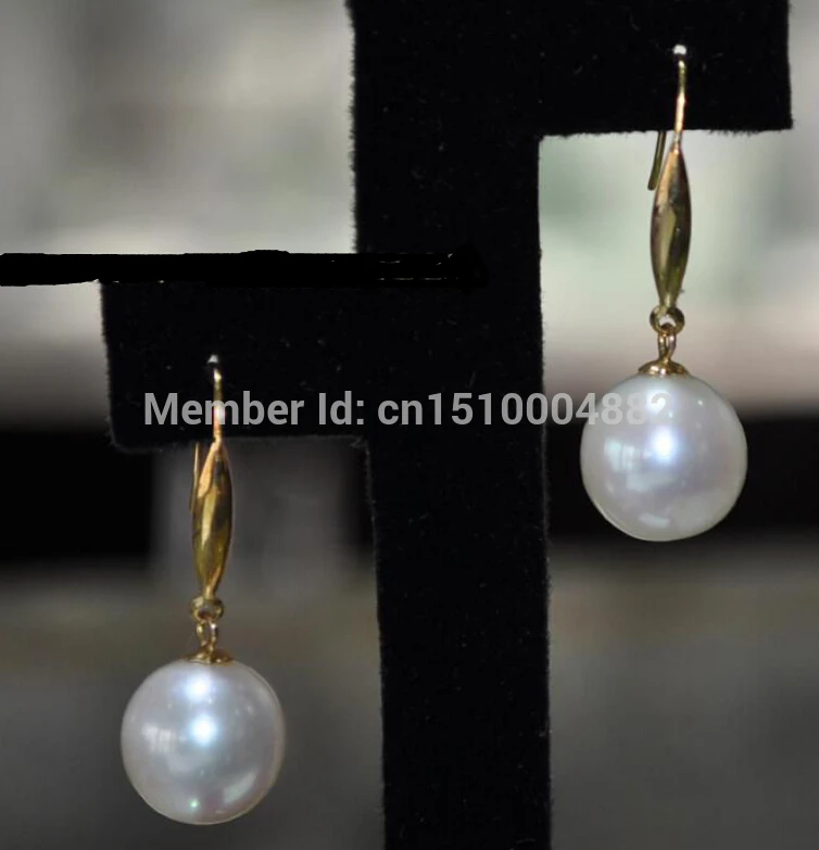 

Free Shipping 0064 AAA 11.5mm round white Cultured pearl Earring Hook